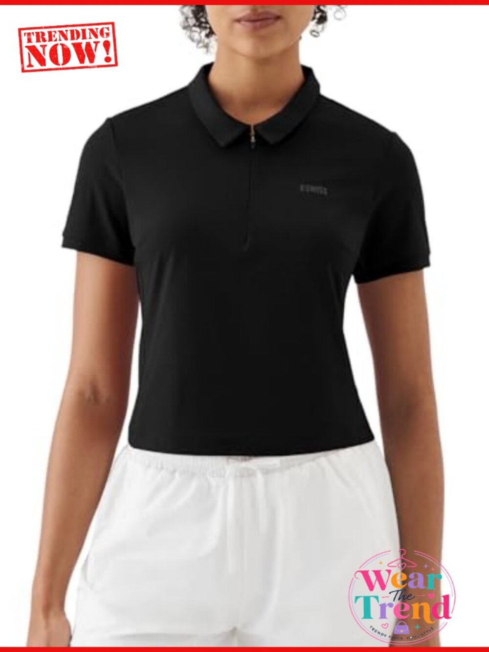 K-Swiss Women's Golf Polo Zip Up Quick Dry Stretch Short Sleeve Athletic Top